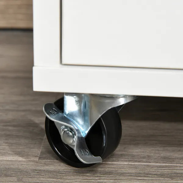 HOMCOM Printer Stand Home Office Mobile Cabinet Organizer Desktop with Caster Wheels, 2 Locking Breaks and Drawer, White - product image 9
