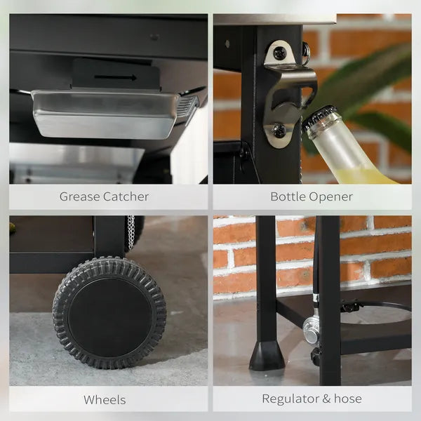 Propane Gas Grill 4+1 Burner 40000 BTU BBQ Trolley with Warming Rack Shelves Bottle Opener Thermometer - product image 7