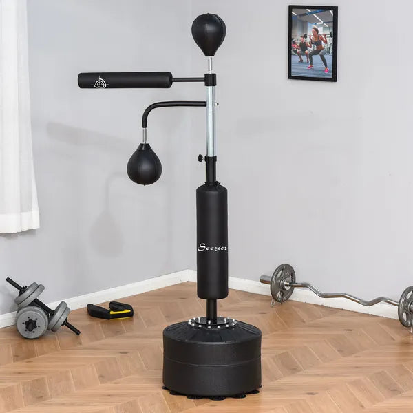 Soozier Punching Bag with Stand Heavy Duty Boxing Set Sports Black 34.75 InchL x 19.75 InchW x 63 Inch-90.5 InchH PU - product image 2