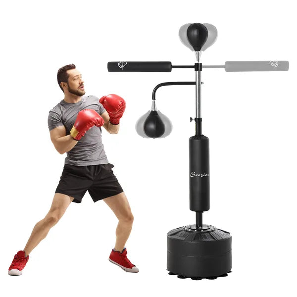 Soozier Punching Bag with Stand Heavy Duty Boxing Set Sports Black 34.75 InchL x 19.75 InchW x 63 Inch-90.5 InchH PU - product image 11