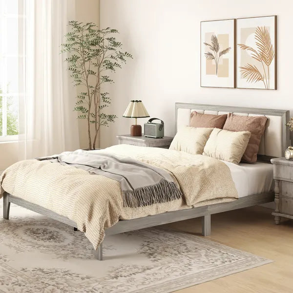 HOMCOM Queen Bed Frame with Headboard Queen Platform Bed Frame with Wooden Slats No Box Spring Needed Easy Assembly Gray - product image 10