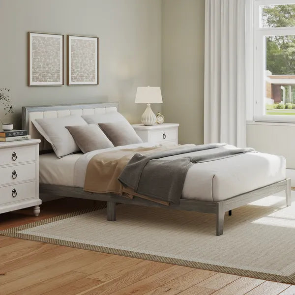 HOMCOM Queen Bed Frame with Headboard Queen Platform Bed Frame with Wooden Slats No Box Spring Needed Easy Assembly Gray - product image 8
