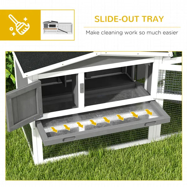 Rabbit Cage Outdoor, 2 Levels Bunny Hutch Outdoor Rabbit Pen w Slide Out Tray Detachable Run Small Animal House Light Grey - product image 6