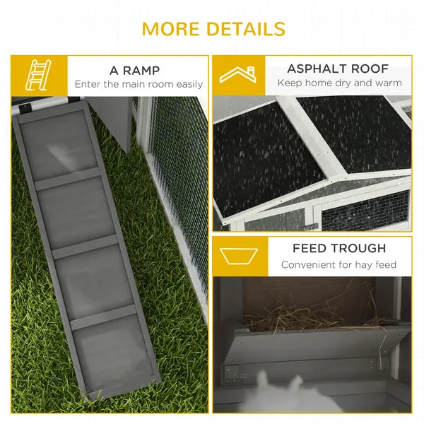 Rabbit Cage Outdoor, 2 Levels Bunny Hutch Outdoor Rabbit Pen w Slide Out Tray Detachable Run Small Animal House Light Grey - product image 7