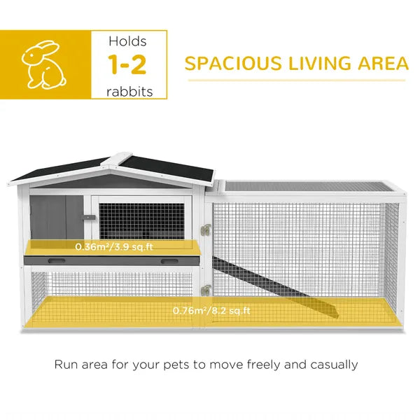 Rabbit Cage Outdoor, 2 Levels Bunny Hutch Outdoor Rabbit Pen w Slide Out Tray Detachable Run Small Animal House Light Grey - product image 5
