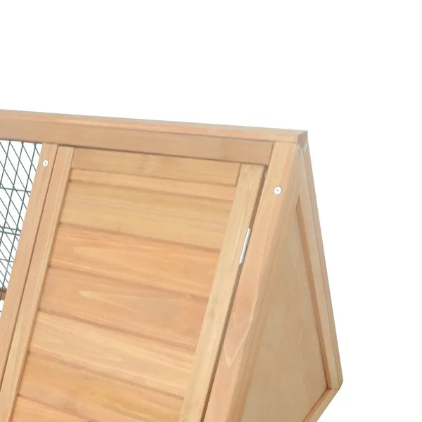 PawHut Rabbit Cage Wooden A-Frame 46x24 Outdoor Small Animal Hutch with Run Ventilating Wire Yellow - product image 9