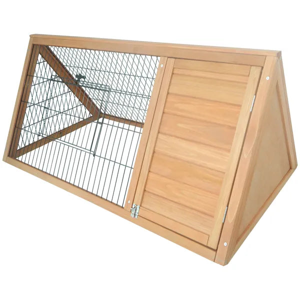 PawHut Rabbit Cage Wooden A-Frame 46x24 Outdoor Small Animal Hutch with Run Ventilating Wire Yellow - product image 11