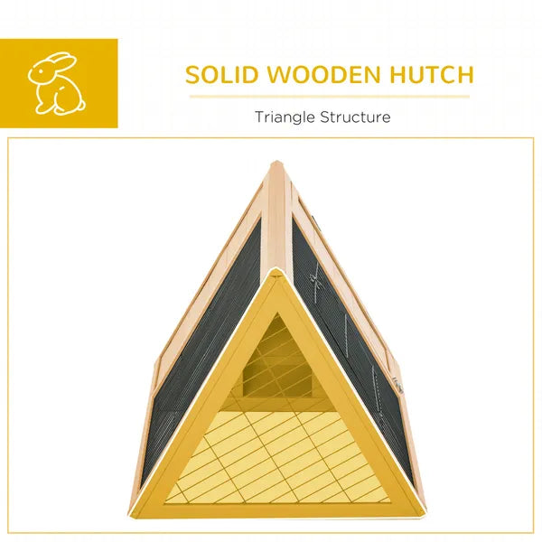 PawHut Rabbit Cage Wooden A-Frame 46x24 Outdoor Small Animal Hutch with Run Ventilating Wire Yellow - product image 6