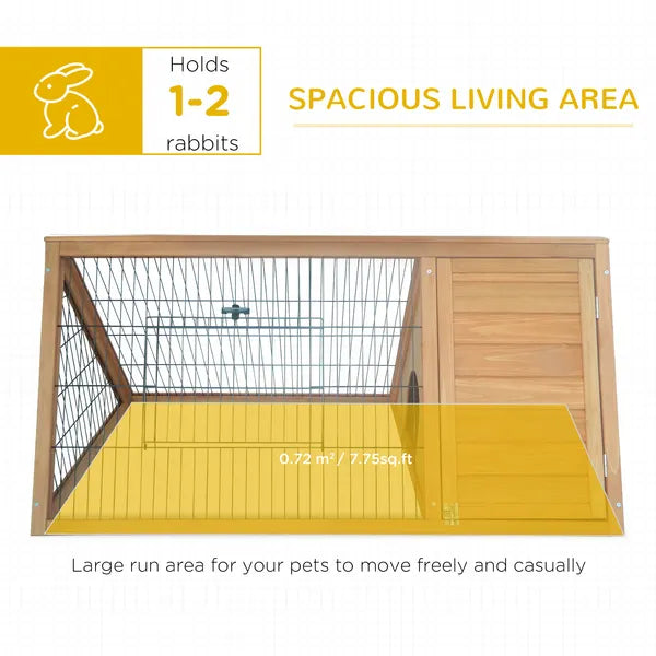 PawHut Rabbit Cage Wooden A-Frame 46x24 Outdoor Small Animal Hutch with Run Ventilating Wire Yellow - product image 4