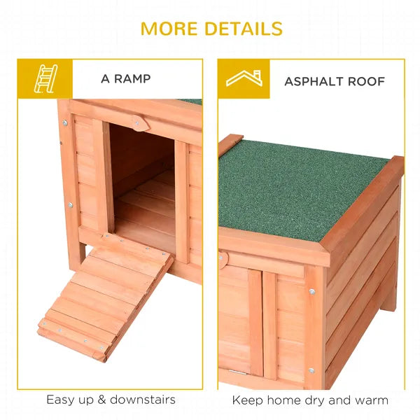 PawHut Rabbit House Small Wooden Hutch Cage Openable Waterproof Roof Bunny Guinea Pig Indoor Outdoor Natural - product image 6