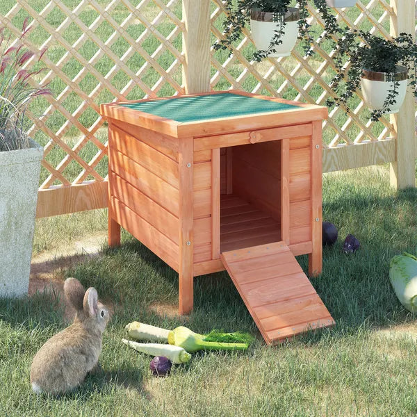 PawHut Rabbit House Small Wooden Hutch Cage Openable Waterproof Roof Bunny Guinea Pig Indoor Outdoor Natural - product image 10