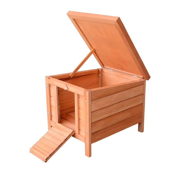 PawHut Rabbit House Small Wooden Hutch Cage Openable Waterproof Roof Bunny Guinea Pig Indoor Outdoor Natural - product image 8