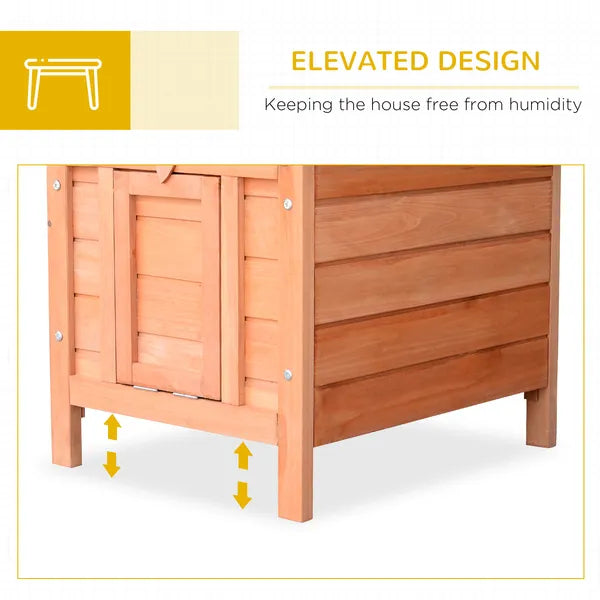 PawHut Rabbit House Small Wooden Hutch Cage Openable Waterproof Roof Bunny Guinea Pig Indoor Outdoor Natural - product image 5