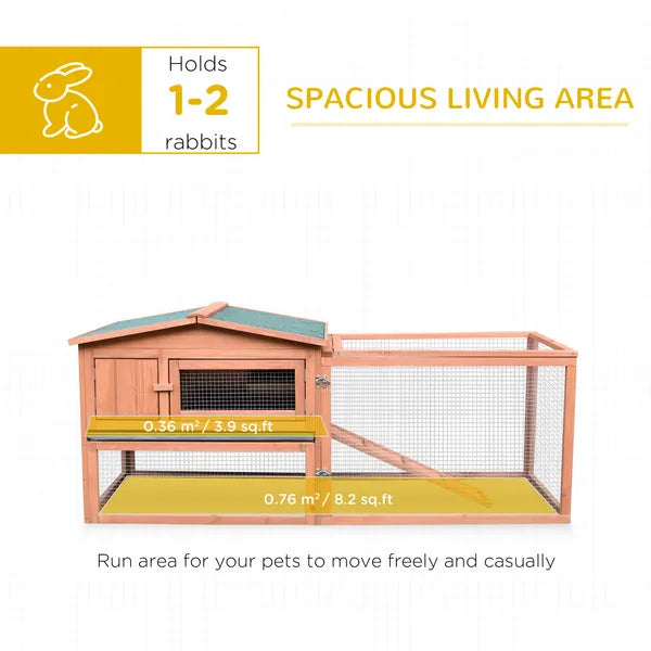 Rabbit Hutch 62 Outdoor Small Animal House with Run Elevated Main House Natural Wood - product image 5