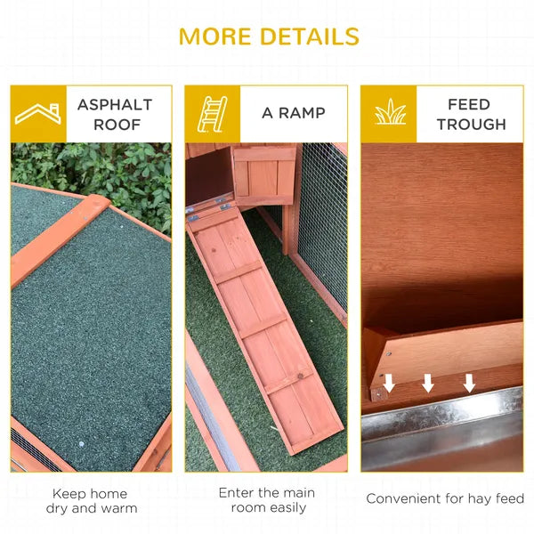 Rabbit Hutch 62 Outdoor Small Animal House with Run Elevated Main House Natural Wood - product image 7