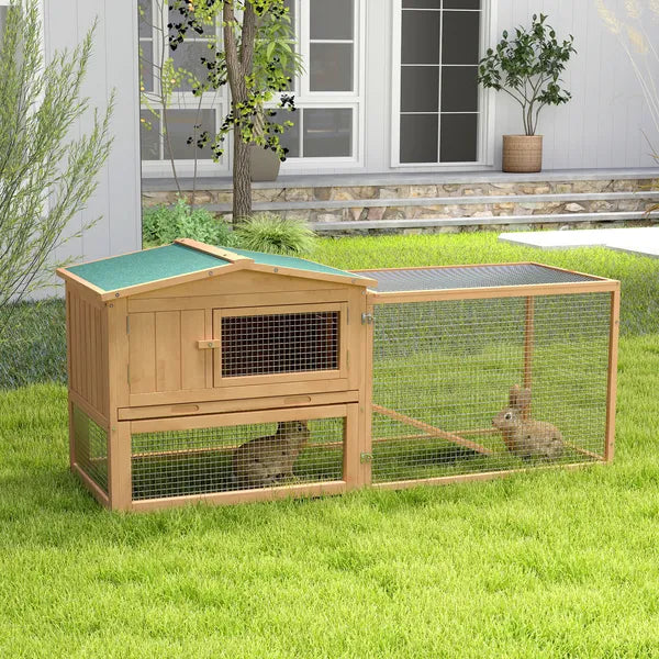 Rabbit Hutch 62 Outdoor Small Animal House with Run Elevated Main House Natural Wood - product image 15