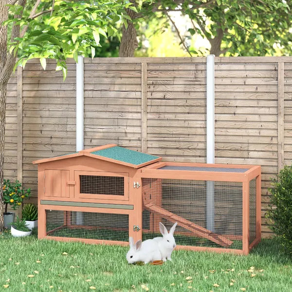 Rabbit Hutch 62 Outdoor Small Animal House with Run Elevated Main House Natural Wood - product image 2