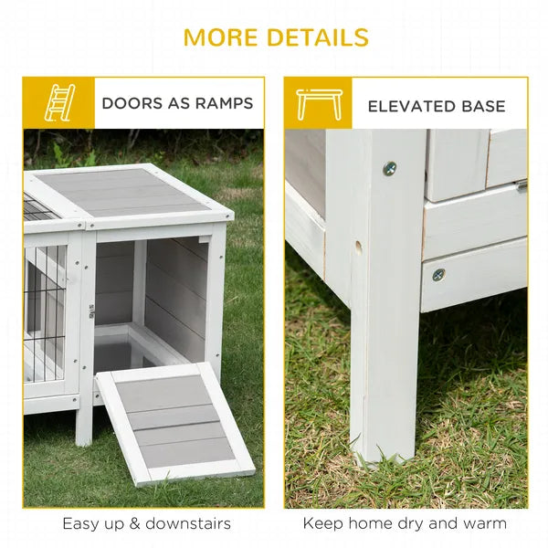 Rabbit Hutch, Bunny Cage, Guinea Pig House with Pull-Out Tray, and Divided Board for Indoor, White - product image 8