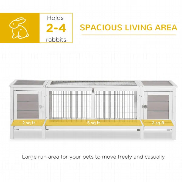 Rabbit Hutch, Bunny Cage, Guinea Pig House with Pull-Out Tray, and Divided Board for Indoor, White - product image 4