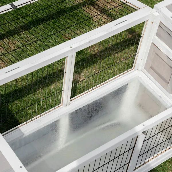 Rabbit Hutch, Bunny Cage, Guinea Pig House with Pull-Out Tray, and Divided Board for Indoor, White - product image 9