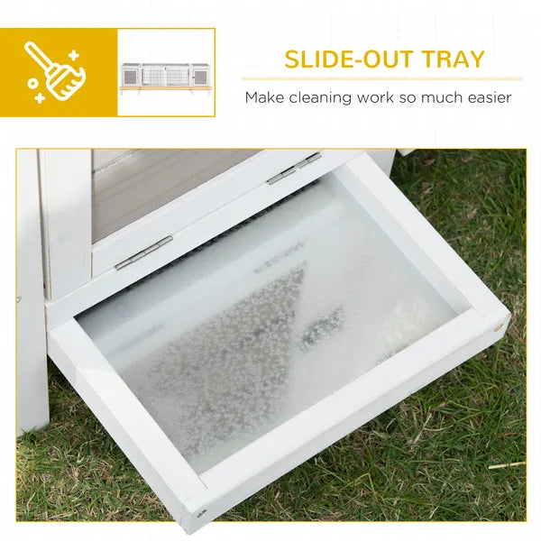 Rabbit Hutch, Bunny Cage, Guinea Pig House with Pull-Out Tray, and Divided Board for Indoor, White - product image 7