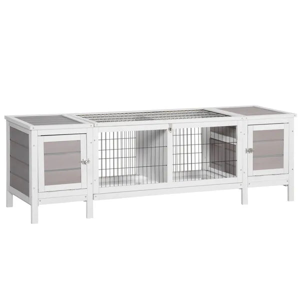 Rabbit Hutch, Bunny Cage, Guinea Pig House with Pull-Out Tray, and Divided Board for Indoor, White - product image 11