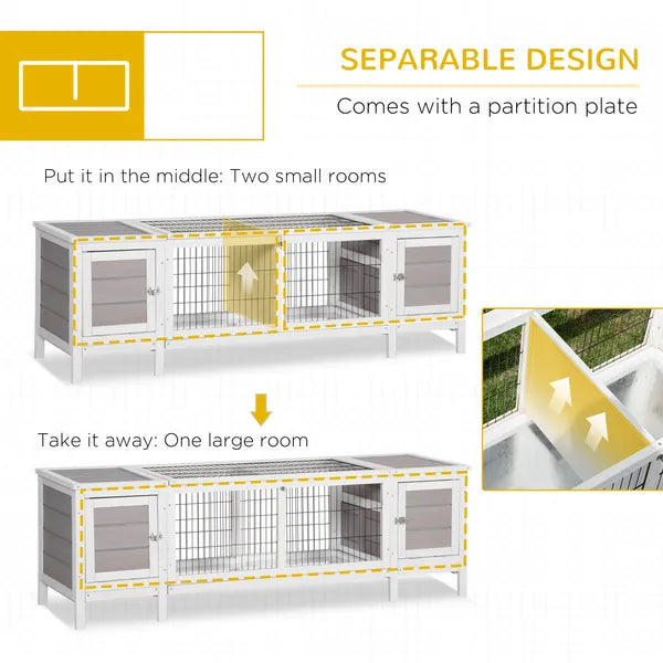 Rabbit Hutch, Bunny Cage, Guinea Pig House with Pull-Out Tray, and Divided Board for Indoor, White - product image 6