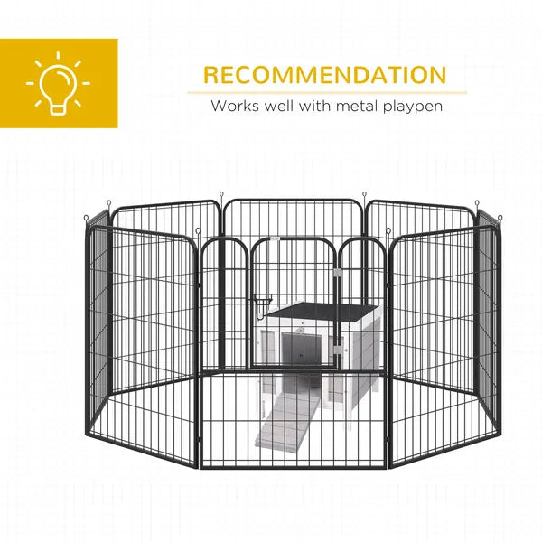 PawHut Rabbit Pen, Outdoor Wooden Rabbit Hutch Bunny Guinea Pig Cage with Waterproof Roof Gray - product image 7