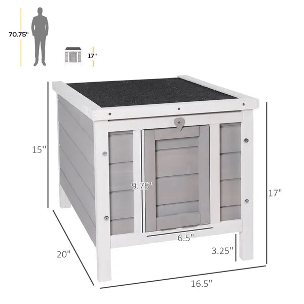 PawHut Rabbit Pen, Outdoor Wooden Rabbit Hutch Bunny Guinea Pig Cage with Waterproof Roof Gray - product image 3