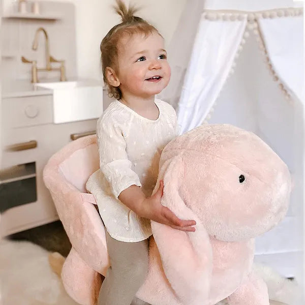 Rabbit Rocking Horse, Soft Plush Fabric and Wooden Base, Sound Feature, Cozy Ride-On Toy for Toddlers, Pink - product image 8