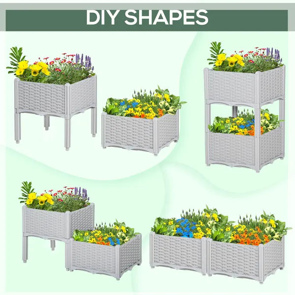 Outsunny Raised Garden Bed 2-Piece Gray with Legs Self-Watering for Growing Herbs Vegetables - product image 5