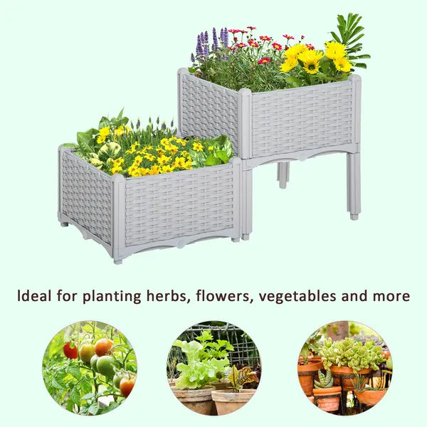 Outsunny Raised Garden Bed 2-Piece Gray with Legs Self-Watering for Growing Herbs Vegetables - product image 7