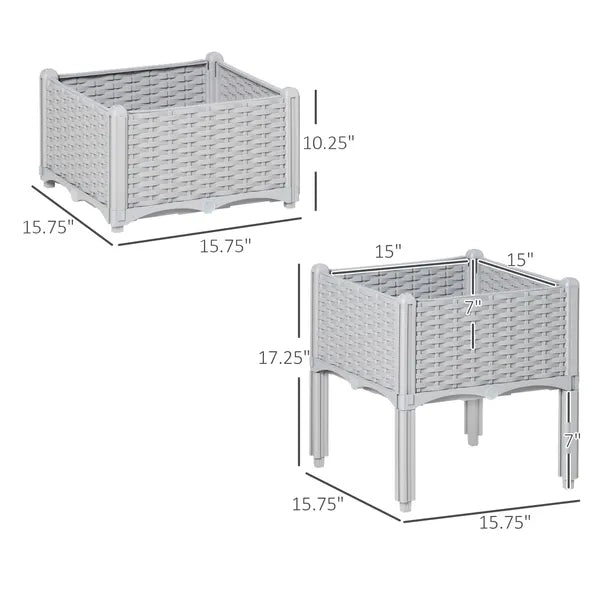 Outsunny Raised Garden Bed 2-Piece Gray with Legs Self-Watering for Growing Herbs Vegetables - product image 3