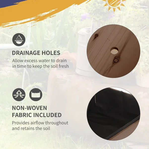 Outsunny Raised Garden Bed 49x21x34 with Grow Grids and Storage Shelf on Wheels Brown - product image 6