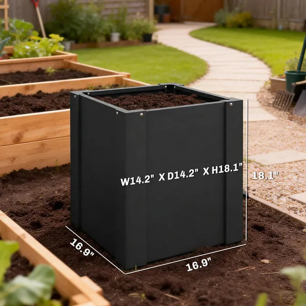 Outsunny Raised Garden Bed Galvanized Planter Box Outdoor with Gloves for Gardening Vegetables, Flower, Herb, 1.4 x 1.4 x 1.5 Ft, Black - product image 3