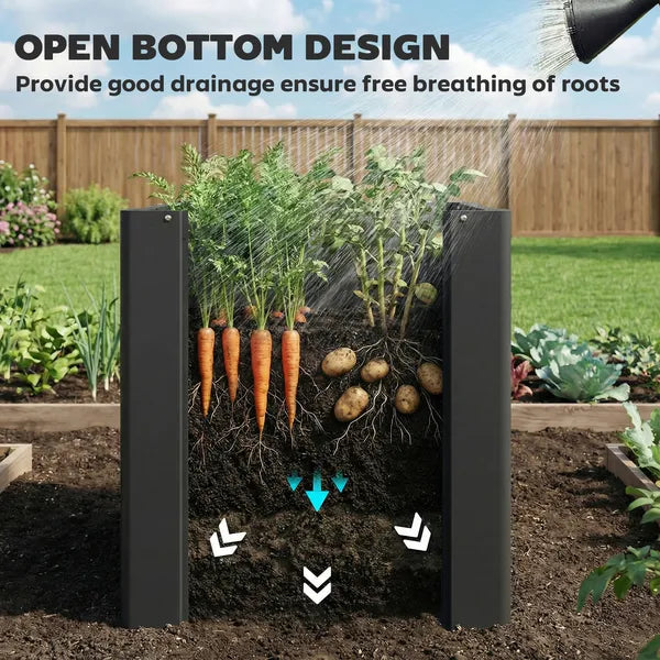 Outsunny Raised Garden Bed Galvanized Planter Box Outdoor with Gloves for Gardening Vegetables, Flower, Herb, 1.4 x 1.4 x 1.5 Ft, Black - product image 5