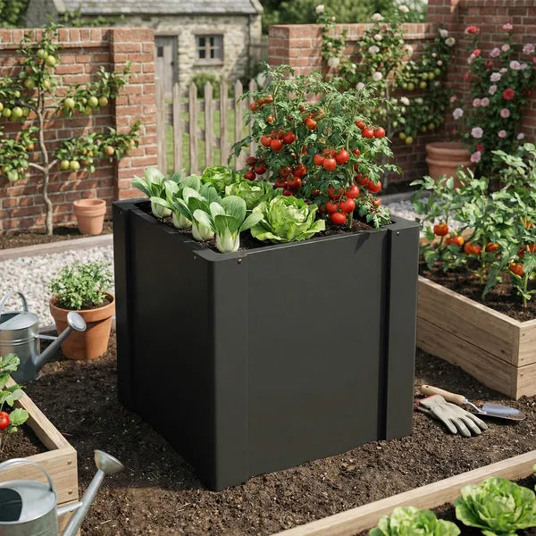 Outsunny Raised Garden Bed Galvanized Planter Box Outdoor with Gloves for Gardening Vegetables, Flower, Herb, 1.4 x 1.4 x 1.5 Ft, Black - product image 9