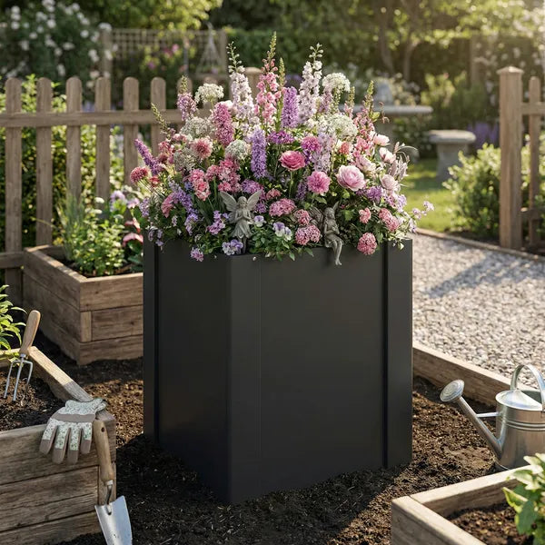 Outsunny Raised Garden Bed Galvanized Planter Box Outdoor with Gloves for Gardening Vegetables, Flower, Herb, 1.4 x 1.4 x 1.5 Ft, Black - product image 10