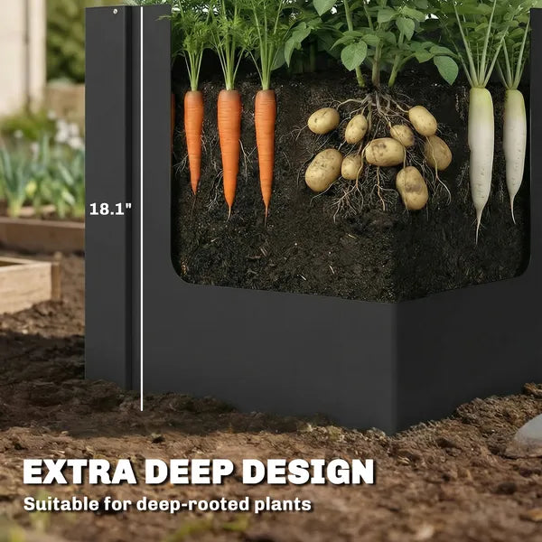 Outsunny Raised Garden Bed Galvanized Planter Box Outdoor with Gloves for Gardening Vegetables, Flower, Herb, 1.4 x 1.4 x 1.5 Ft, Black - product image 4