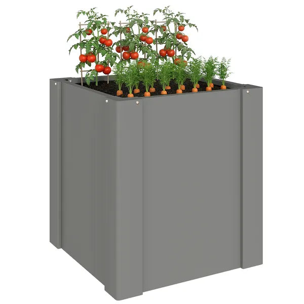 Outsunny Raised Garden Bed Galvanized Planter Box Outdoor with Gloves for Gardening Vegetables, Flower, Herb, 1.4 x 1.4 x 1.5 ft, Gray - product image 11