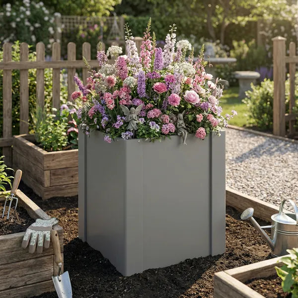 Outsunny Raised Garden Bed Galvanized Planter Box Outdoor with Gloves for Gardening Vegetables, Flower, Herb, 1.4 x 1.4 x 1.5 ft, Gray - product image 10