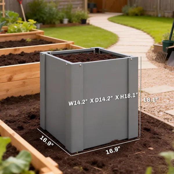 Outsunny Raised Garden Bed Galvanized Planter Box Outdoor with Gloves for Gardening Vegetables, Flower, Herb, 1.4 x 1.4 x 1.5 ft, Gray - product image 3