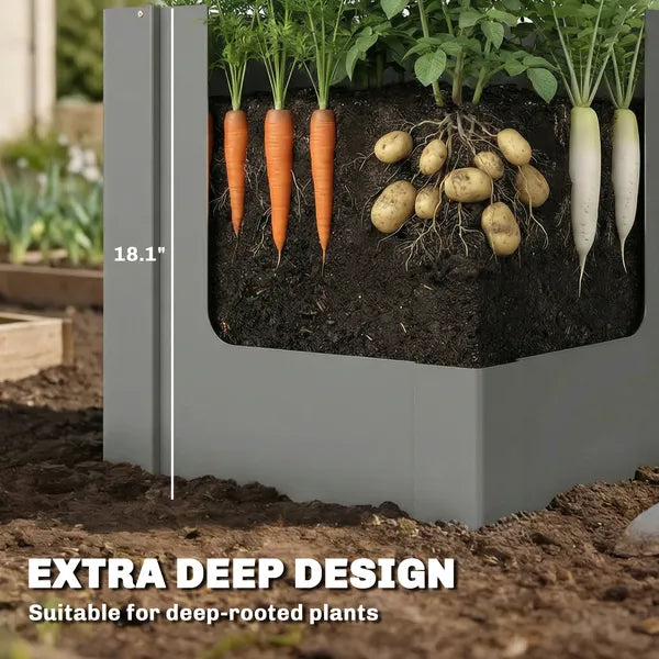 Outsunny Raised Garden Bed Galvanized Planter Box Outdoor with Gloves for Gardening Vegetables, Flower, Herb, 1.4 x 1.4 x 1.5 ft, Gray - product image 4