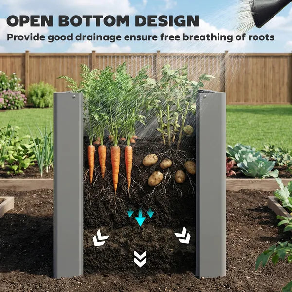 Outsunny Raised Garden Bed Galvanized Planter Box Outdoor with Gloves for Gardening Vegetables, Flower, Herb, 1.4 x 1.4 x 1.5 ft, Gray - product image 5