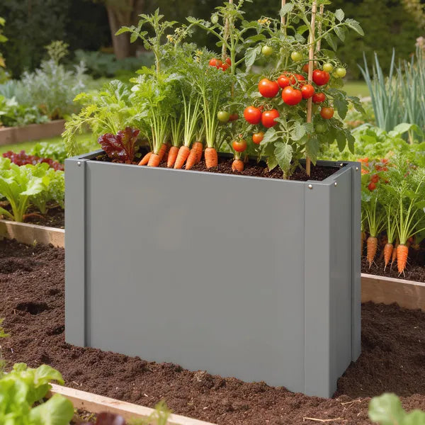 Outsunny Raised Garden Bed Galvanized Planter Box Outdoor with Gloves for Gardening Vegetables, Flower, Herb, 2.6 x 1 x 2 ft, Gray - product image 8
