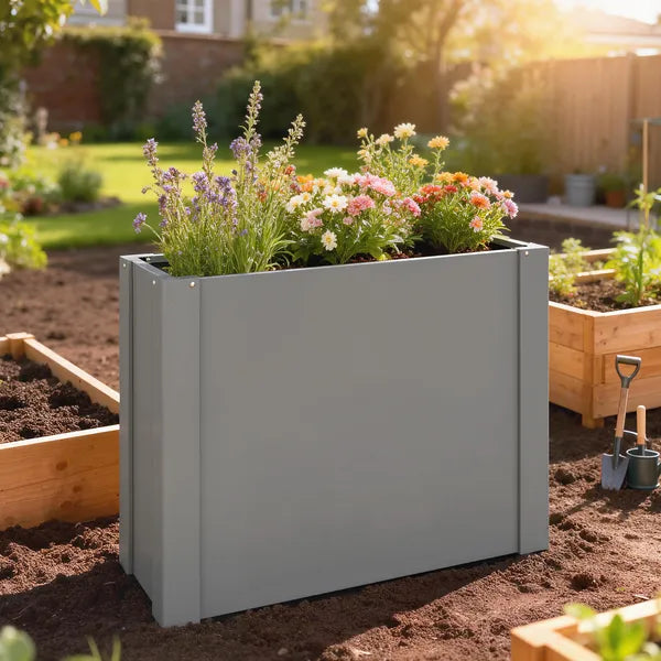 Outsunny Raised Garden Bed Galvanized Planter Box Outdoor with Gloves for Gardening Vegetables, Flower, Herb, 2.6 x 1 x 2 ft, Gray - product image 10