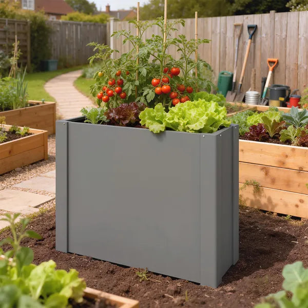 Outsunny Raised Garden Bed Galvanized Planter Box Outdoor with Gloves for Gardening Vegetables, Flower, Herb, 2.6 x 1 x 2 ft, Gray - product image 2