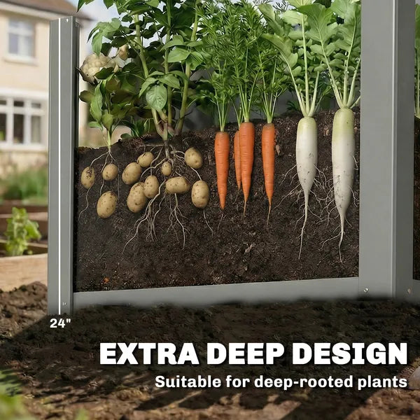 Outsunny Raised Garden Bed Galvanized Planter Box Outdoor with Gloves for Gardening Vegetables, Flower, Herb, 2.6 x 1 x 2 ft, Gray - product image 4