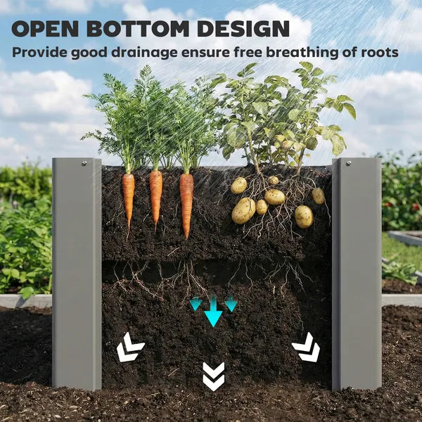 Outsunny Raised Garden Bed Galvanized Planter Box Outdoor with Gloves for Gardening Vegetables, Flower, Herb, 2.6 x 1 x 2 ft, Gray - product image 5