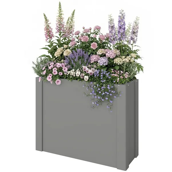 Outsunny Raised Garden Bed Galvanized Planter Box Outdoor with Gloves for Gardening Vegetables, Flower, Herb, 2.6 x 1 x 2 ft, Gray - product image 1
